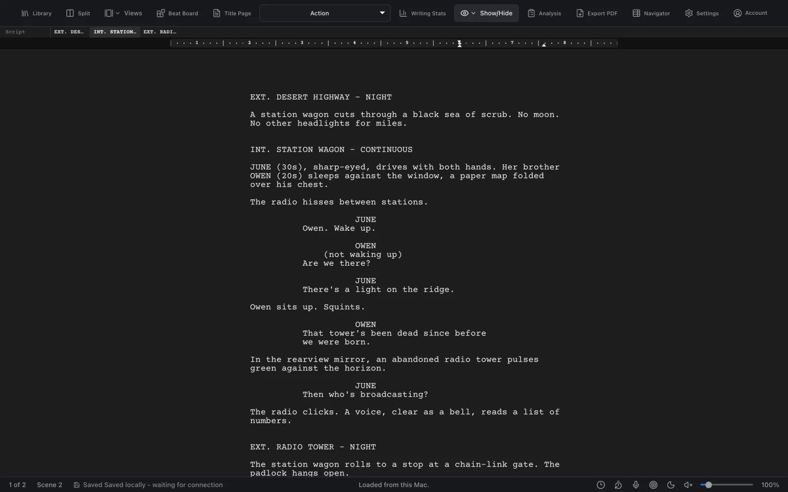 First Page web editor in dark mode